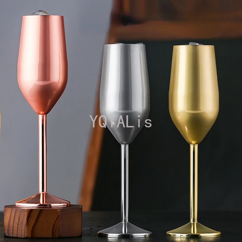 

200ml Champagne Cup Goblet Stainless Steel Fall-resistant Sparkling Wine Cup Wedding Bar Red Wine Cup Home Sweet Wine Glass