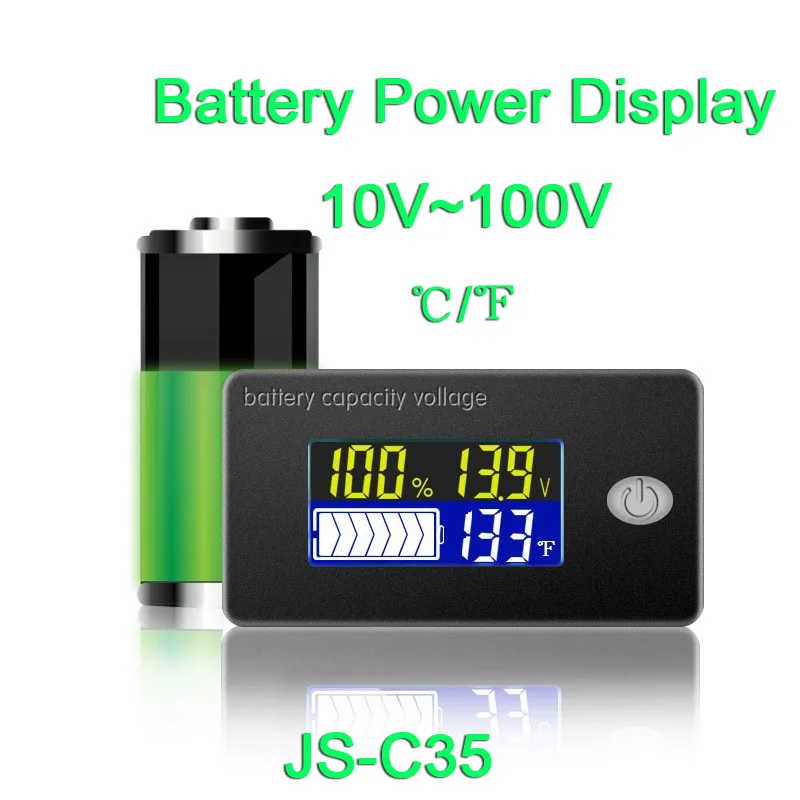 

Li-ion Lifepo4 Lead Acid Battery Capacity Indicator 12V 24V 36V 48V 60V 72 Display LCD Voltmeter Temperature Meter Tester JS-C35