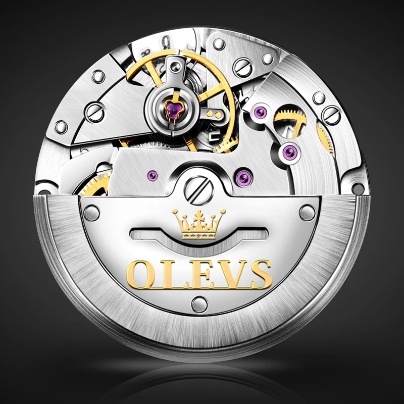 OLEVS New Luxury Lover Watches Fashion Waterproof Automatic Mechanical Watch for Men and Woman Couple Watch Lover's Wristwatch