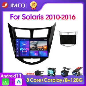 Автомобильная Мультимедийная система JMCQ, 2din, Android 11, видеоплеер для Hyundai Solaris 1 Accent 2010-2016, GPS, Carplay