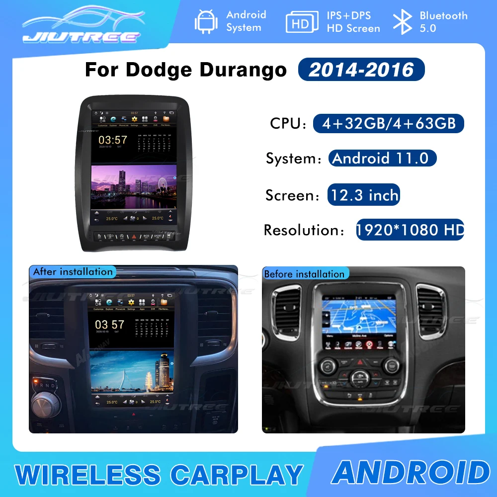 

Tesla Style PS6 Car Radio For DODGE Durango 2010-2020 Multimedia Tough Stereo Screen Player 2Din Head unit