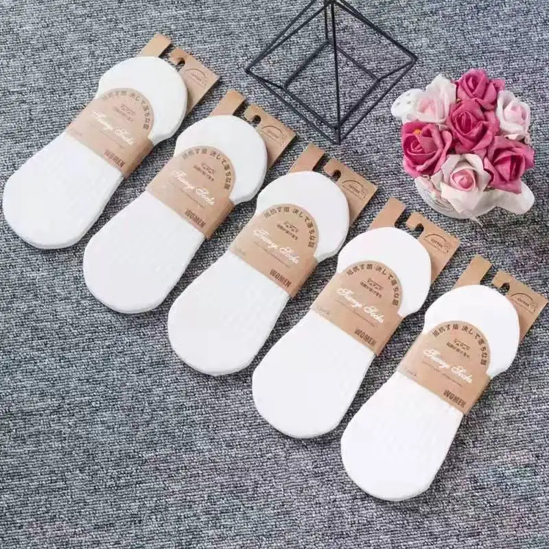 5pair /Lot Women's Silicone Non-slip Invisible Socks Lady Summer Solid Color Ankle Boat Socks Female Soft Cotton Sock Breathable