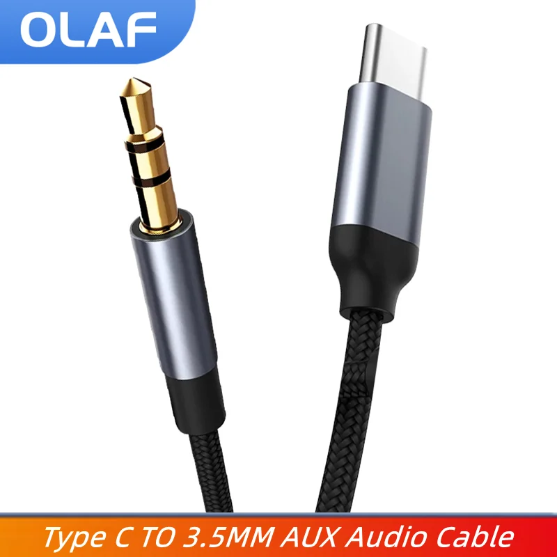 

OLAF Usb Type C Aux Cable Speaker Wire 3.5mm Jack Audio Cable For Car Headphone Adapter Male to Male Cord For Samsung Xiaomi