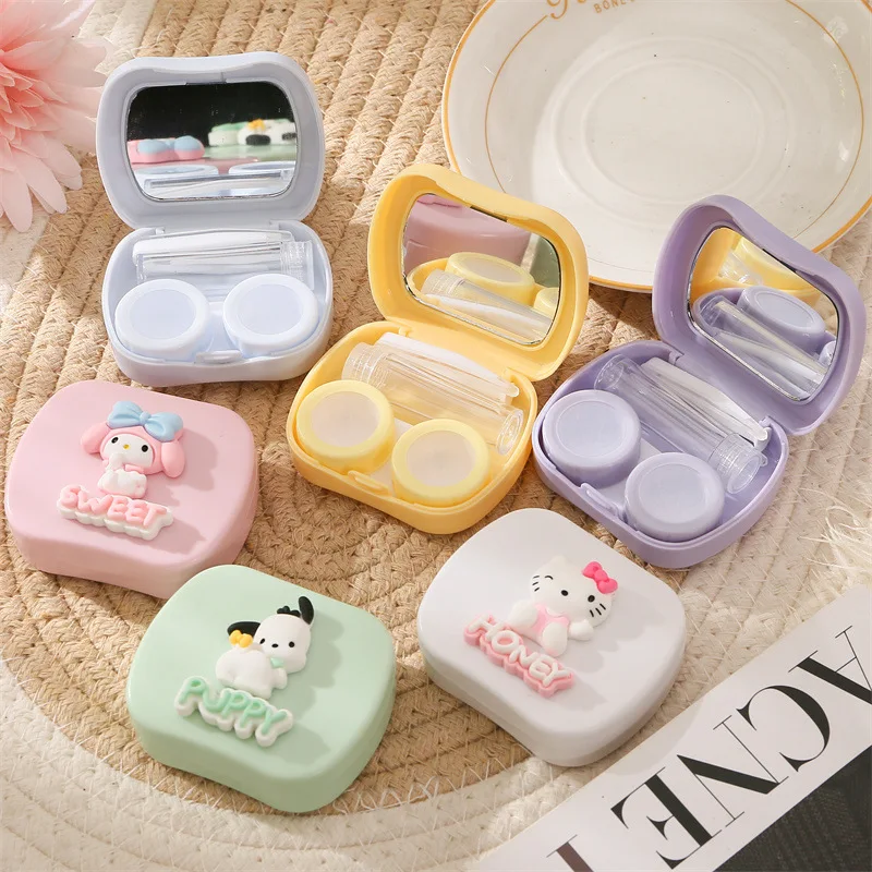 

Sanrio Kawaii Cinnamoroll Hello Kitty Cartoon Contact Lens Storage Box Anime Y2K Color Contact Lenses Portable Nursing Companion