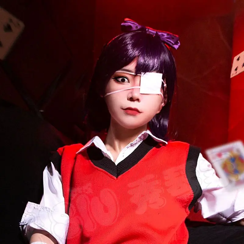 

Парик для косплея «Мягкая кошка» из аниме «Kakegurui», для косплея Runa Yomozuki, короткие черные и фиолетовые волосы + бесплатная шапочка для парика