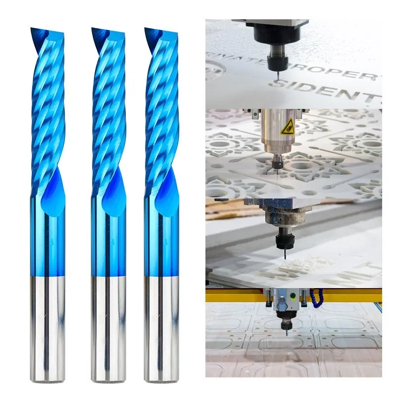 XCAN Milling Cutter 1pc 4/6mm Shank 1 Flute End Mill Carbide End Mill Blue Coating CNC Router Bit Single Flute End Mill images - 6