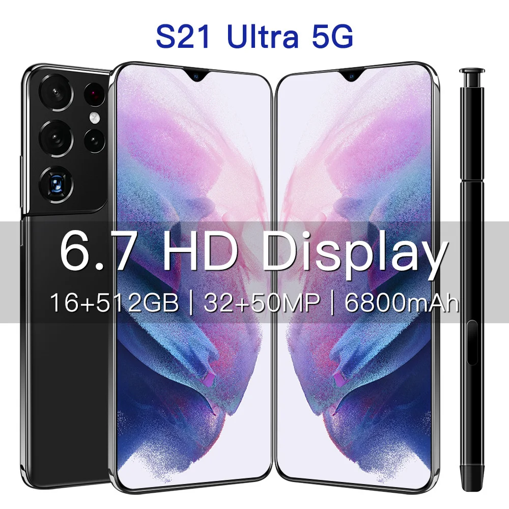 

S21 Ultra The New Listing Android Smartphone 6.7 "water Drop Screen Mobile Phone Overseas Direct Delivery Genuine Free Shipping