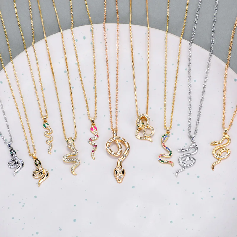 Ожерелье с подвеской в виде змеи стиле ретро для женщин и мужчин модное золотое