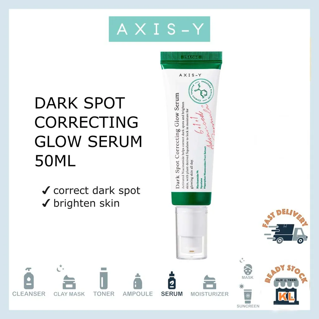 

AXIS-Y Dark Spot Correcting Glow Serum 50ml Niacinamide Brightening Moisturizing Pigmentation Remover Acne Scars Skin Care