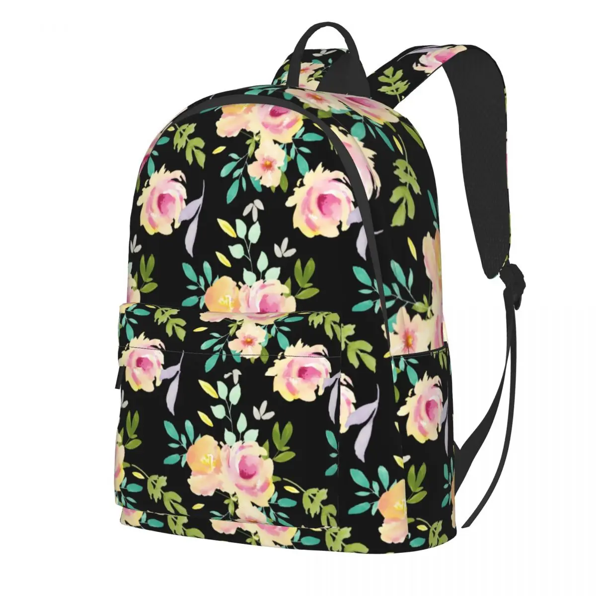 

Watercolor Floral Print Backpack Pink and Peach Flowers Fun Backpacks Student University Big School Bags High Quality Rucksack