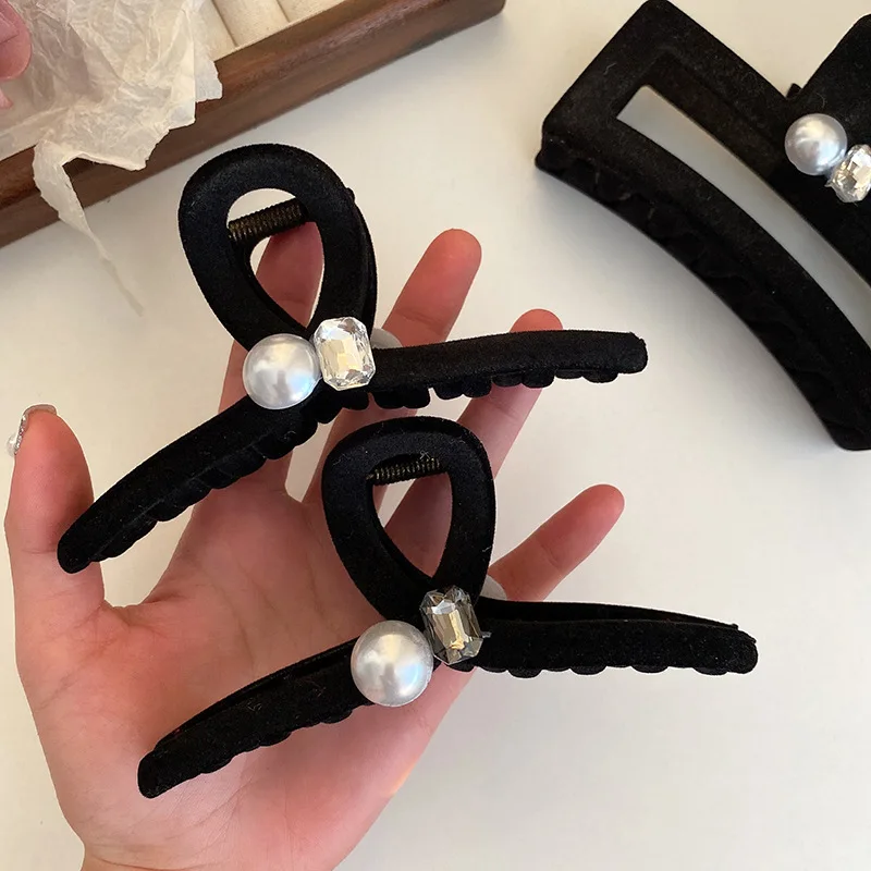 Большой черный жемчуг восьмисимвольный захват зажим для женщин высокая