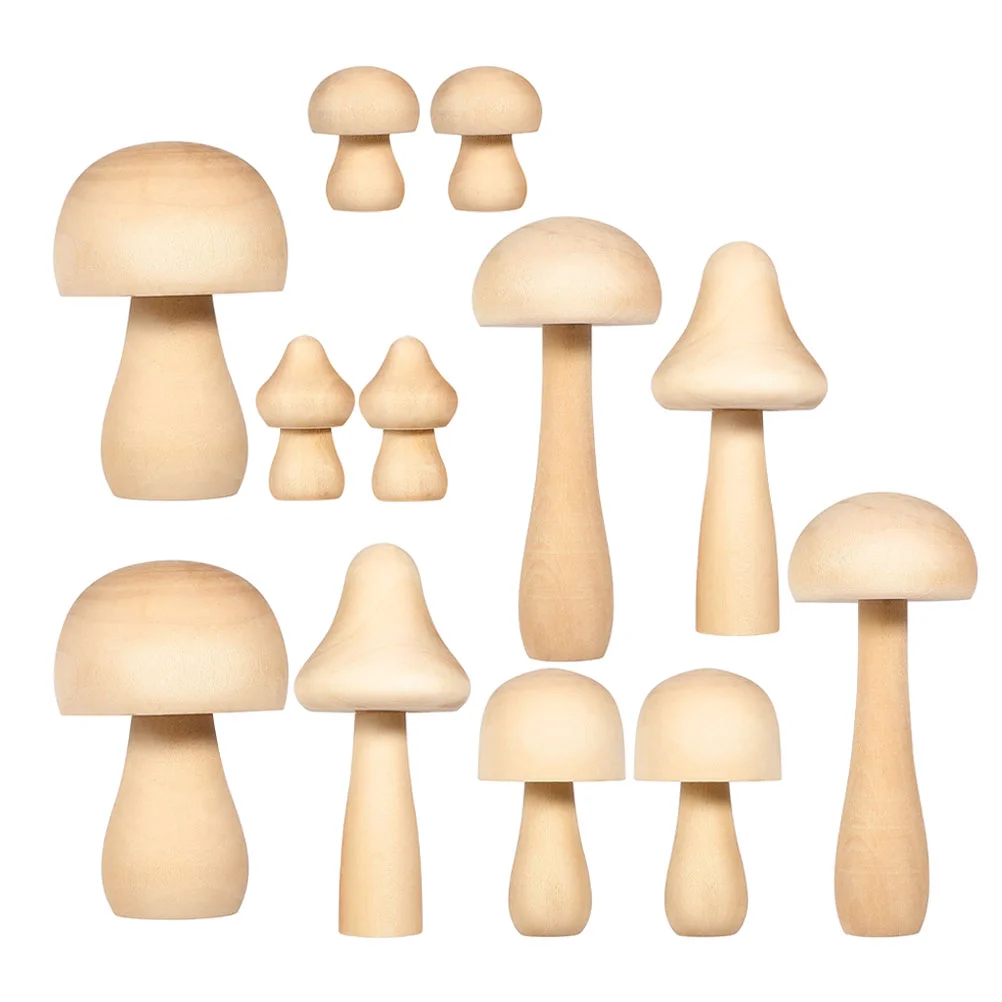 

Wood Mushroom Unfinished DIY Models Wooden Crafts Kids Painting Toy Mini Mushrooms Blank Tiny Tree Ornaments