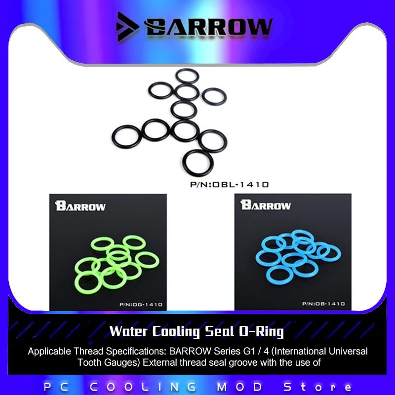 

Barrow 10pcs/lot G1/4 Universal Water Cooling Fitting Rubber Ring Seal Silica gel O-Ring Black Luminous Green OBL-1410