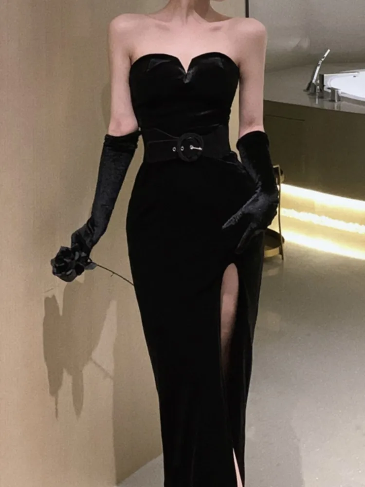 

Autumn Women Bodycon Elegant Velvet Midi Prom Dress Sexy Vintage Slim Party Club Evening Vestidos Female Fashion Robe Cloth New