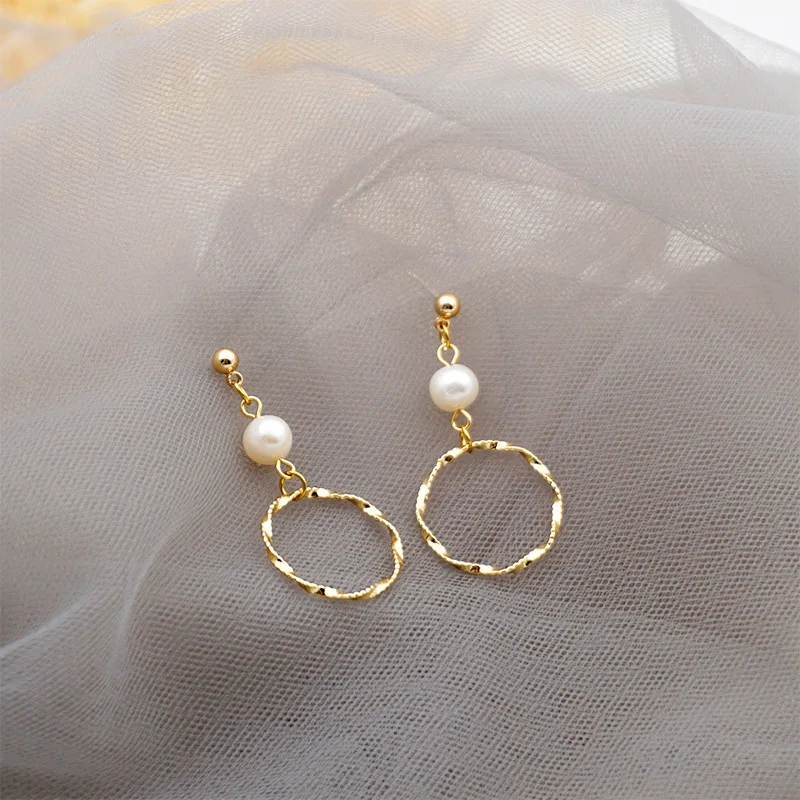 

European and American Luxury Freshwater Pearl Gold Earrings Ring Pendant Earring Fashion Personality Accessories For Women New