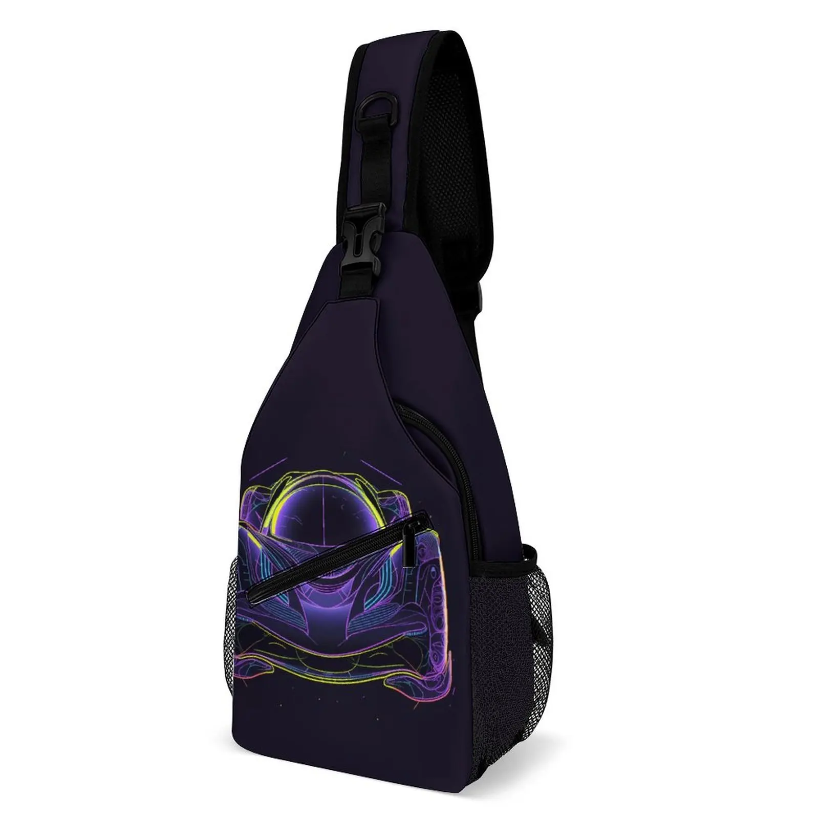 

Dazzling Sports Car Chest Bags Neon Line Art Sport Shoulder Bag Retro Graphic Design Crossbody Bag Business Fishing Sling Bags