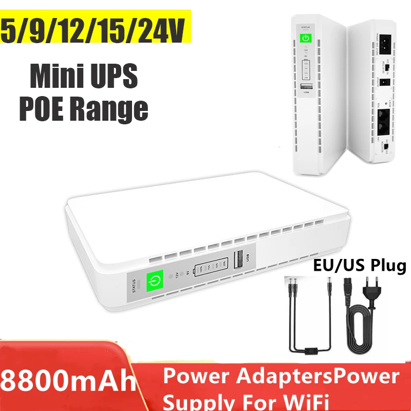 

Резервное мини-зарядное устройство постоянного тока на 8800 мА · ч с литиевой батареей USB UPS POE для Wi-Fi маршрутизатора IP-камеры 5 В/9 В/12 В/15 В/24 В