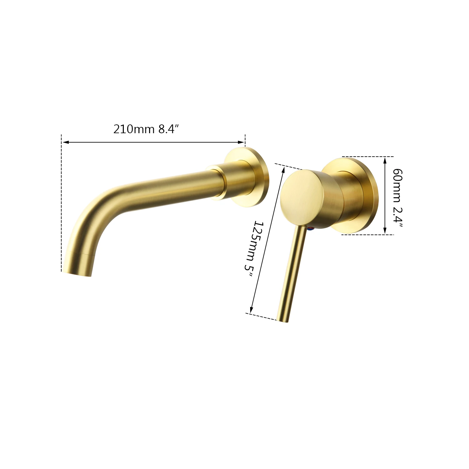 

Матовый настенный смеситель JIENI для раковины в ванной комнате, смеситель из твердой латуни для горячей и холодной воды, Золотой смеситель для ванны