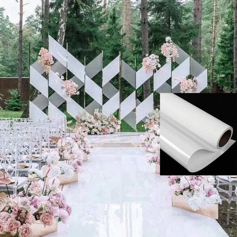 

New 100cm*10M Wedding Mirror Carpet Aisle RunnT Stage For Wedding Dress party Backdrop Decorations Carpet 0.12mm Thickness PET