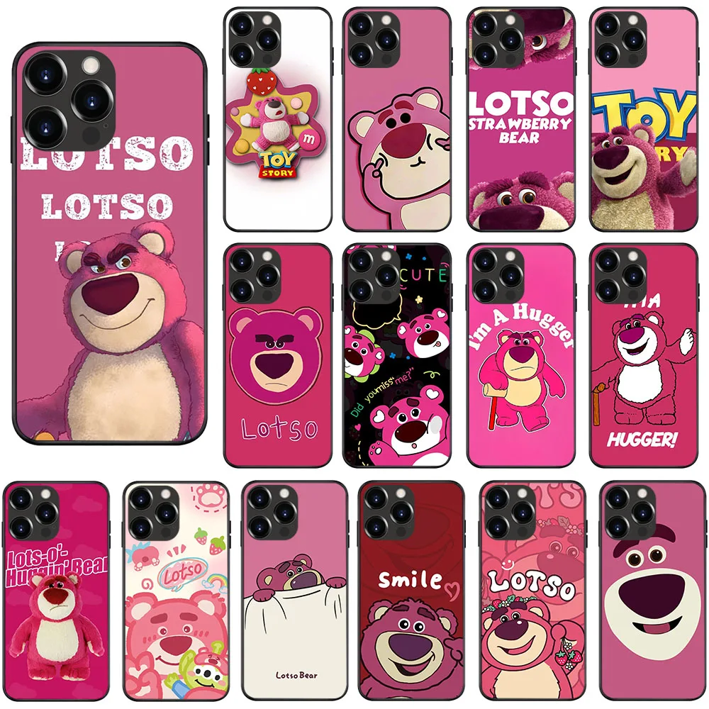 Мягкий чехол IT-68 клубничный Медведь для iPhone 11 12 13 14 15 Pro Max Mini Plus