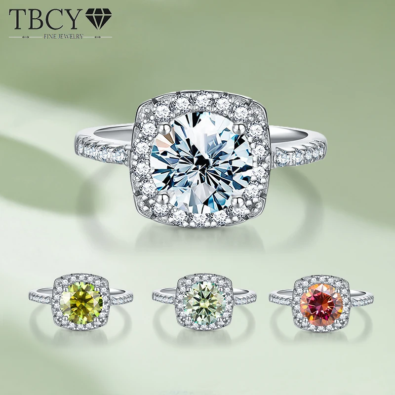 

TBCYD 1/2/3CT D Color Moissanite Diamond Rings For Women With GRA S925 Sterling Silver 18k Gold Plated Wedding Band Fine Jewelry