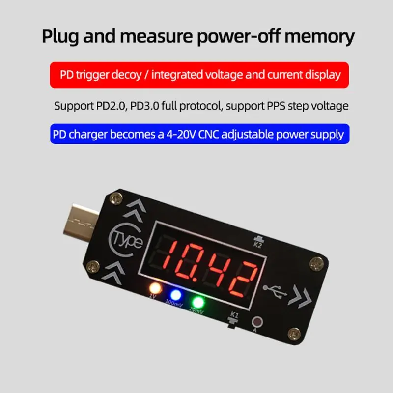 

XY-WPDT Type-c PD Quick Charge Module DC Digital Display Voltage Current Tester