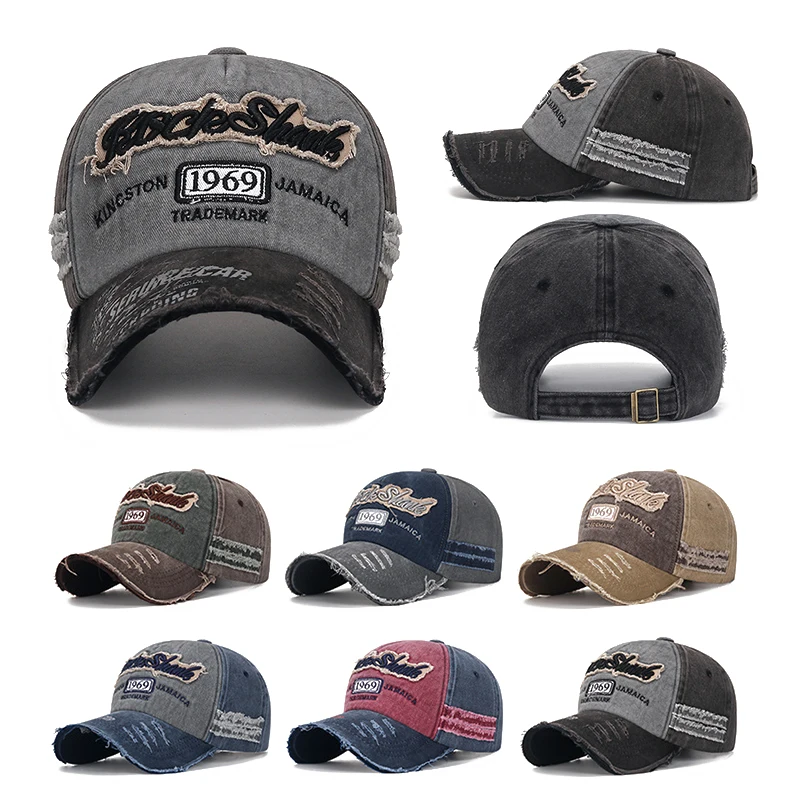 

1PC Embroidery Baseball Cap For Women Men Vintage Dad Hat Old Worn Edge European Caps Letter Hip Hop Outdoor Sport Hats