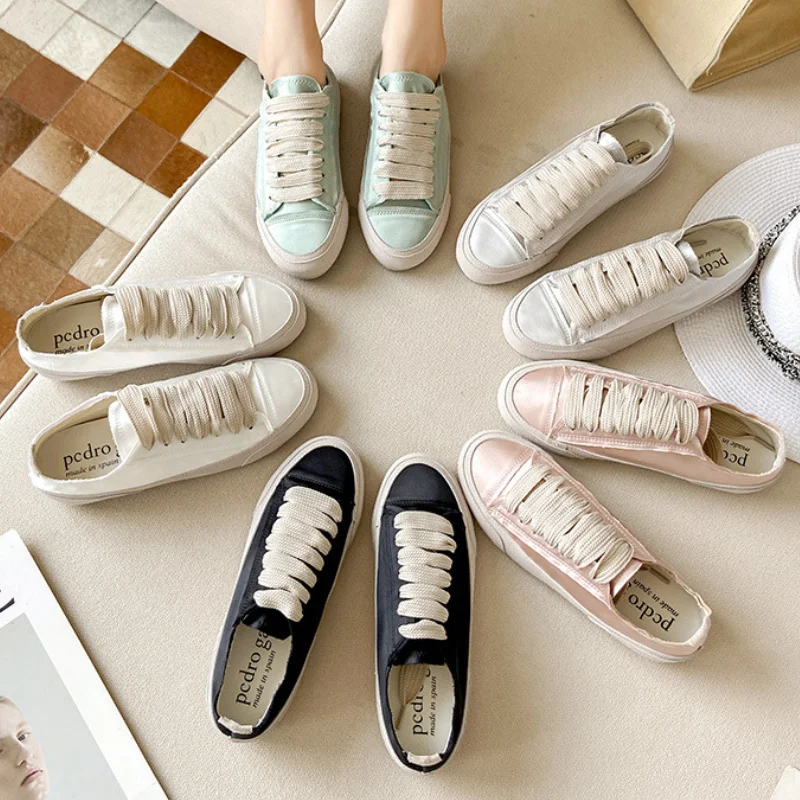 

Women Flats Fashion Round Toe Sid Cour Shoes Lace Up Casual Non-slip Lightweight Sneakers Zapatillas Deportivas Mujer