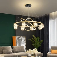 modern led chandelier minimalist starry light aluminum acrylic ceiling hanging lamp ring coffee living room dining table bedroom