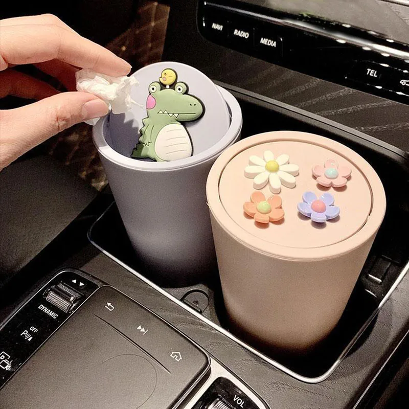 

Small Mini Car Trash Can Car Storage Box Cute Desktop Car Organizer Bin Debris Box Small Garbage Can for Storage