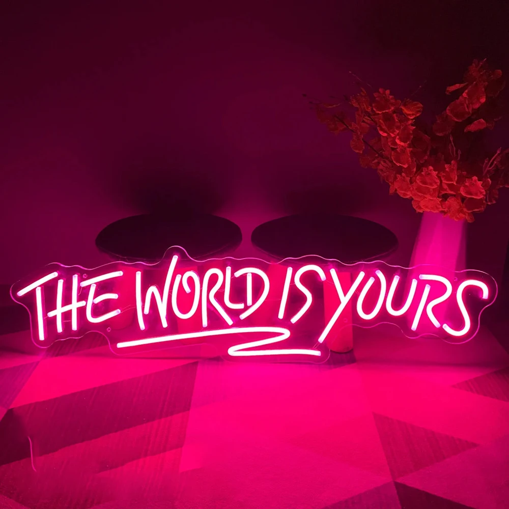 The World is Yours Custom Led Neon Sign,Neon Wall Art  Sign Bedroom,Party Light Decor,Office Shop Signage,Handmade Room Decor