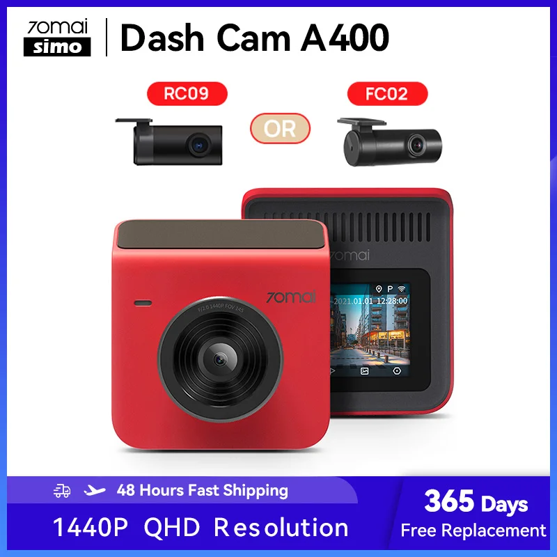 

Dash Cam A400 Car DVR 70mai 1440P Resolution 145° FOV Car Recorder APP Control Support Rear Cam & 24H Parking Monitoring