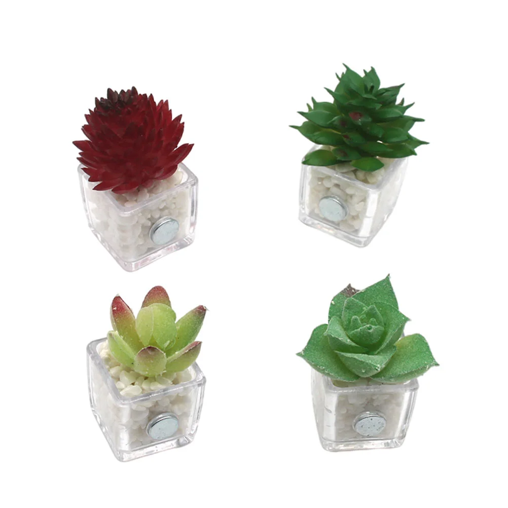 

4pcs Fridge Magnets Potted Magnetic Refrigerator Stickers for Kitchen Office Decoration