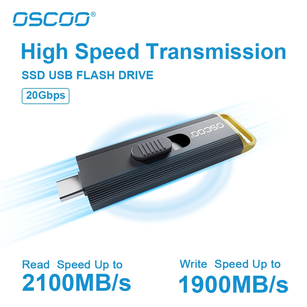 Фото OSCOO PSSD 1 ТБ SSD USB-накопитель 20 Гбит/с 3D TLC Nand Flash Type C 3.2 Gen2*2 Диск памяти Беспроводной портативный SSD USB-накопитель №3