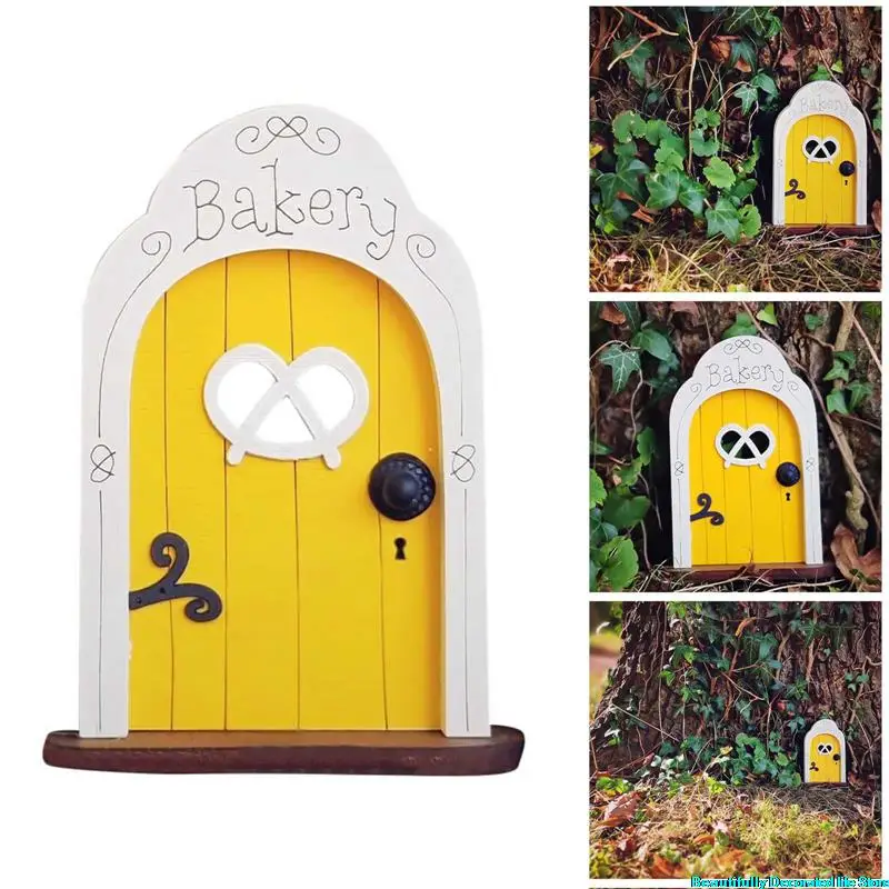 

Wooden Miniature Fairy Garden Door With Windows For Trees Decoration Door Mini Art Sculpture Door Ornaments Garden Decoration