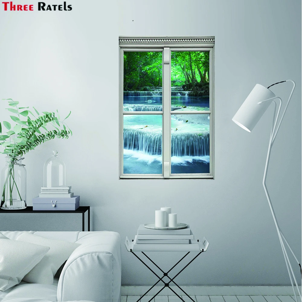

Наклейки на стену Three Ratels WF76 Creek In The Forest, искусственные наклейки на окна для украшения дома, художественные фрески, обои, съемные наклейки