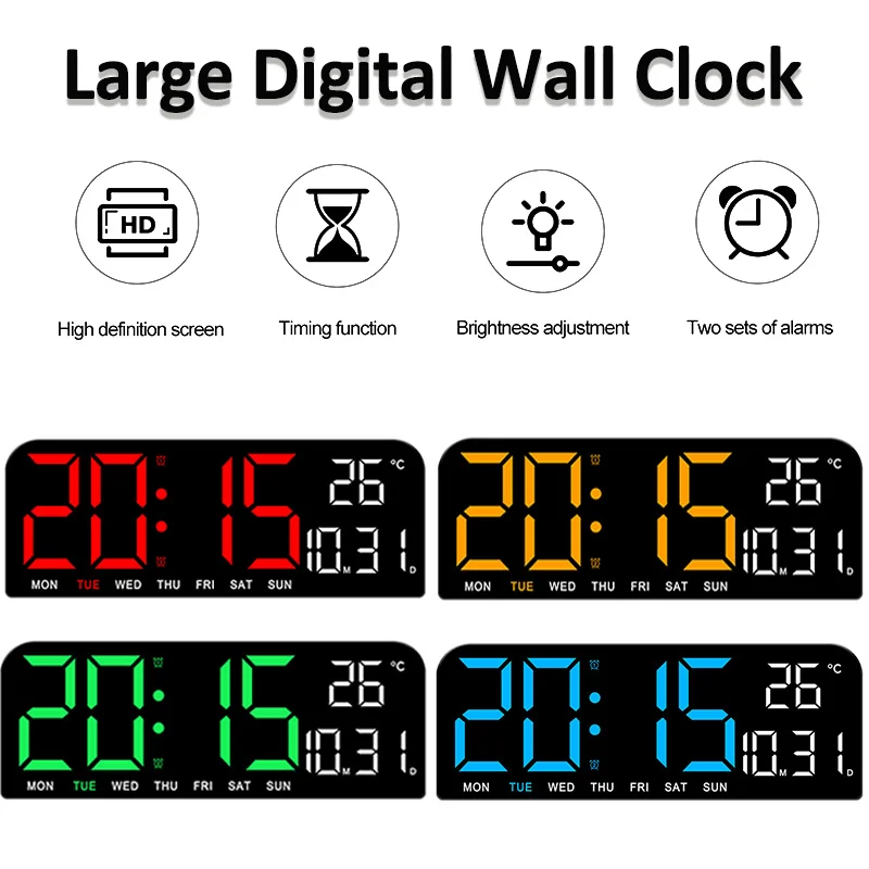 Большие Цифровые Настенные Часы С Дисплеем Температуры Обратный Отсчет Даты