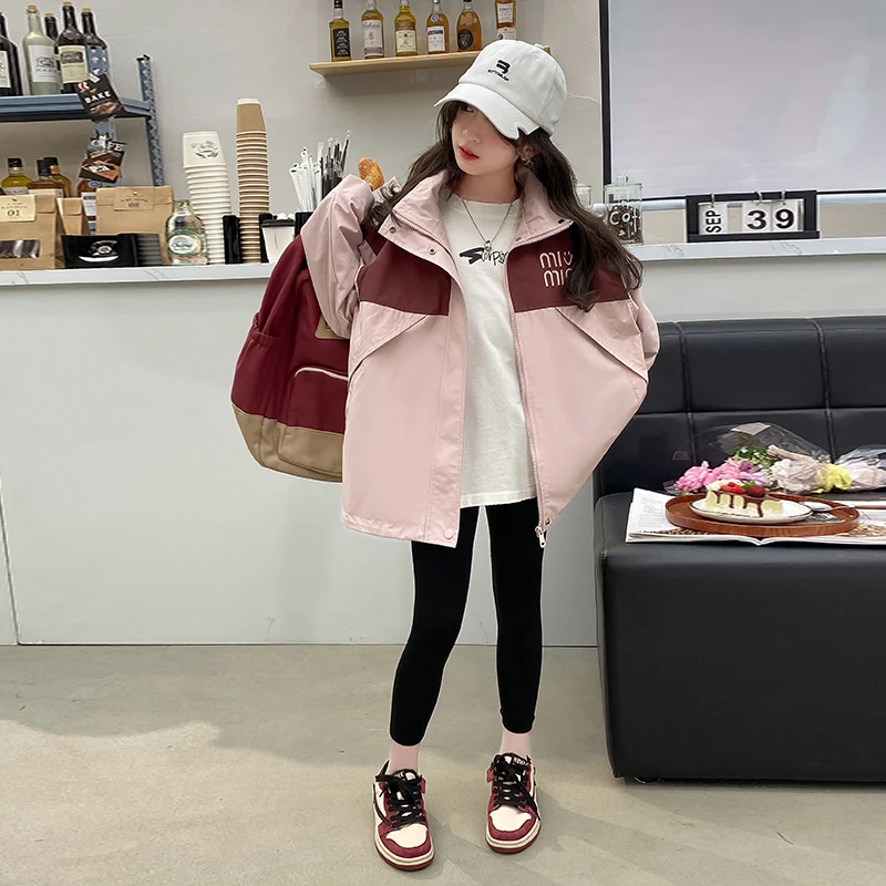 Куртка с капюшоном для девочек Корейская ветровка мультяшным рисунком смайлика 2