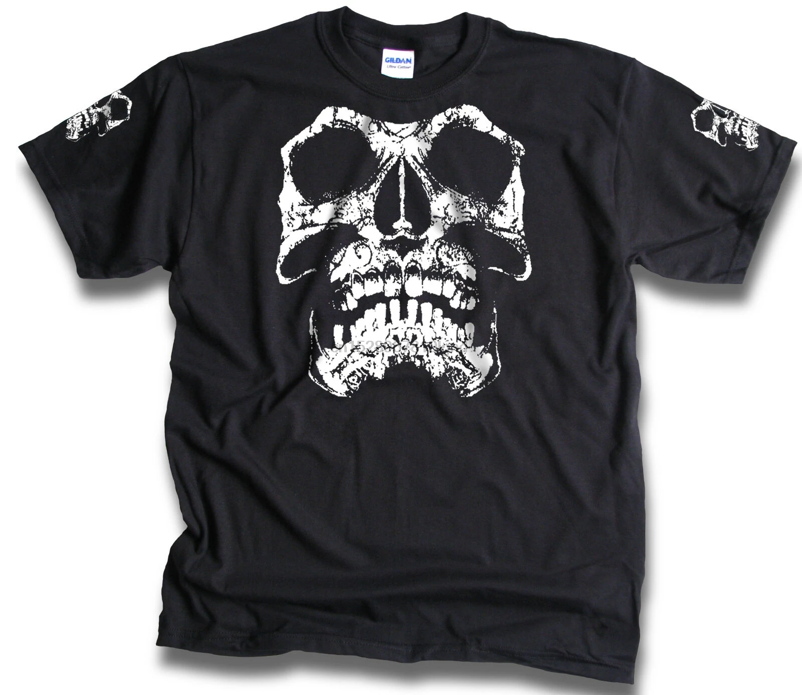 Мужская черная футболка с черепом байкером готическим пиратом гранж потертая Sm -