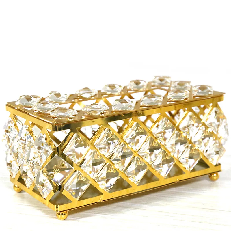 

Online Celebrity European Crystal Glass Tissue Box Living Room Home Creative Desktop Storage Box