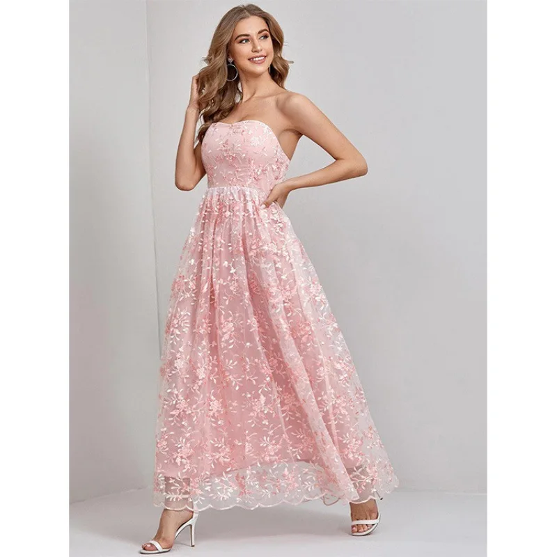 

2022 new embroidered maternity temperament lace suspender dress White