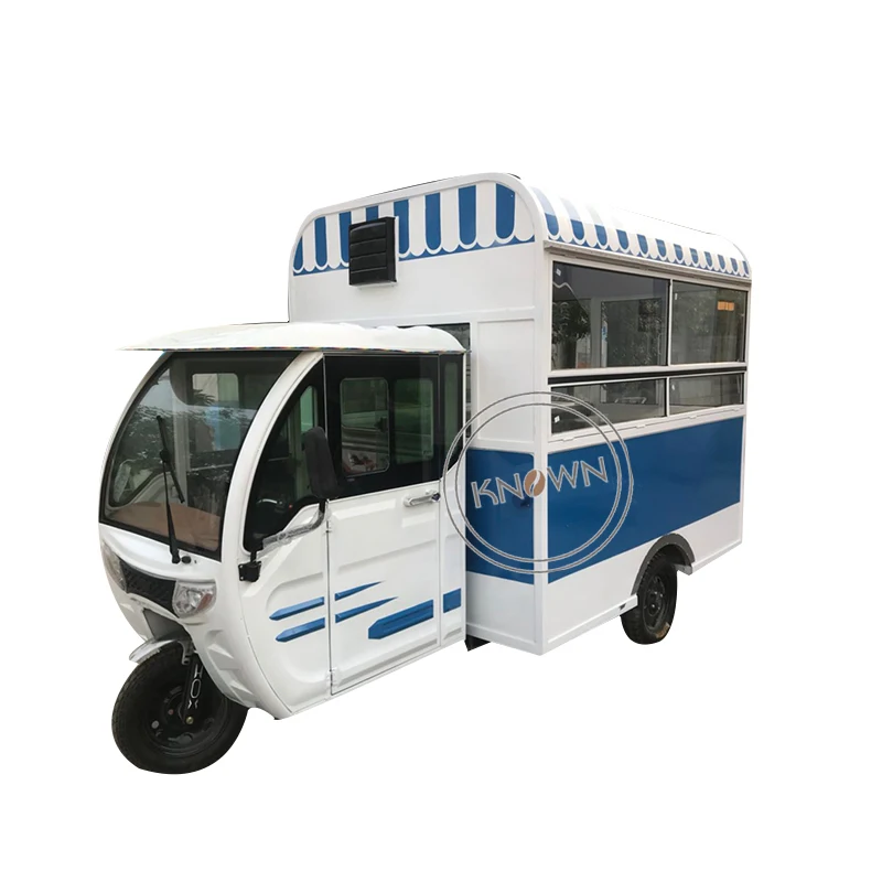 

Electric Tricycle Food Cart 3 Wheels Mobile Fast Food Truck Food Kiosk Outdoor With 2 Sales Window Customizable
