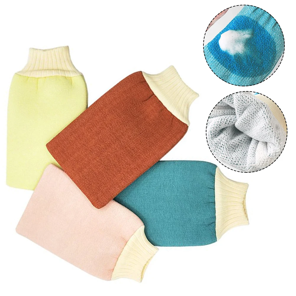 

4pc Bath Scrub Glove Exfoliating Body Facial Tan Massage Glove Exfoliator Glove Random Color Bath Shower Wash Hot