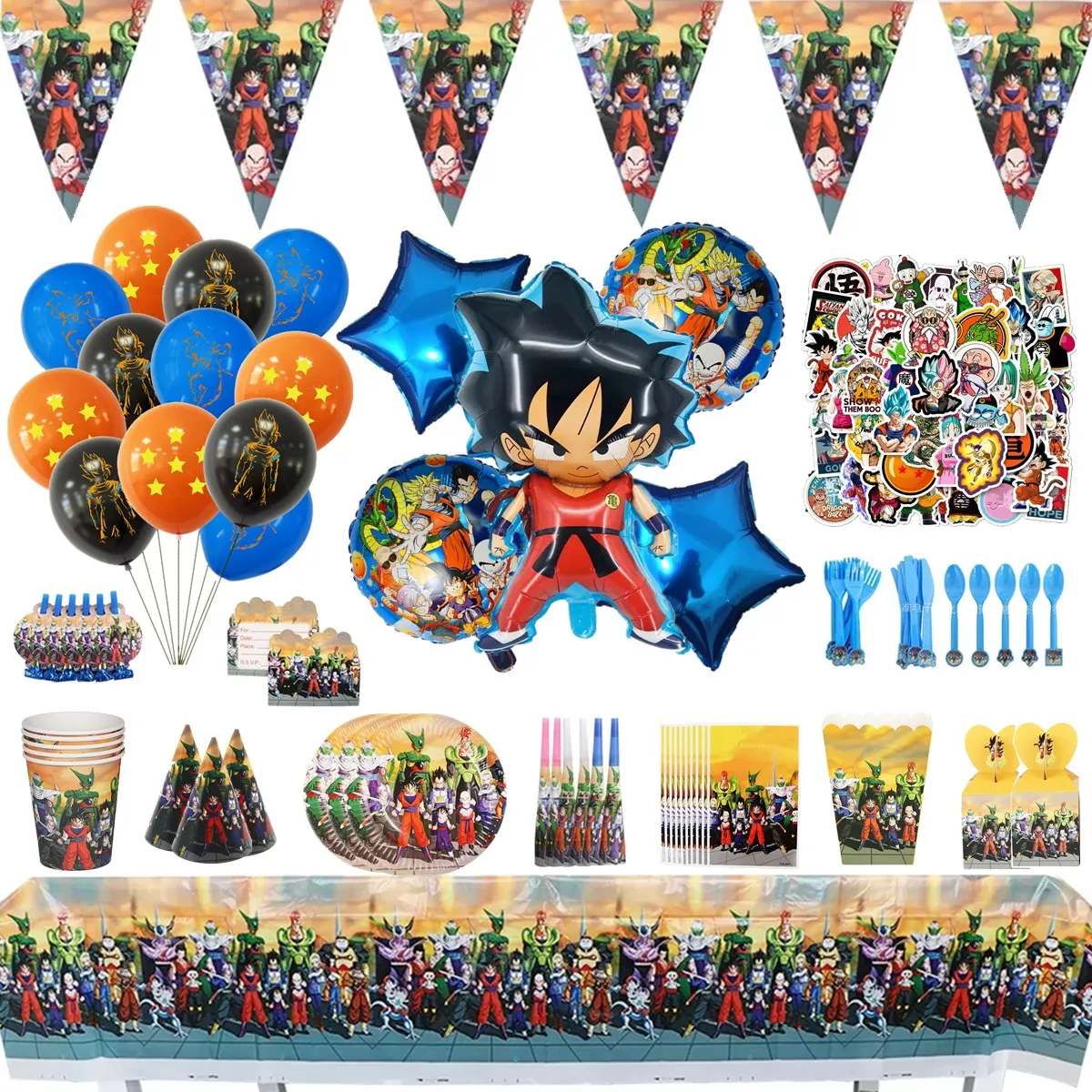

Anime Dragon Ball Z Kids Birthday Party Supplies Tableware Paper Cup Plate Napkin Baby Shower Foil Balloon DIY Party Decorations