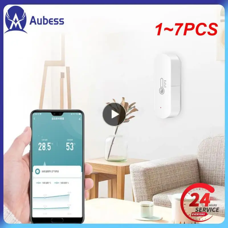 

Датчик влажности и температуры Tuya Wi-Fi 1 ~ 7 шт., умный Life APP монитор для умного дома, работает с Alexa Home, концентратор не требуется