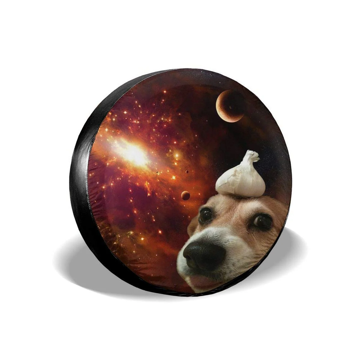 

Alouply Tire Covers, Dog in Space Travel Outdoors Fit Trailer, RV, SUV, Truck Stylish Potable Universal (14-17 Inch