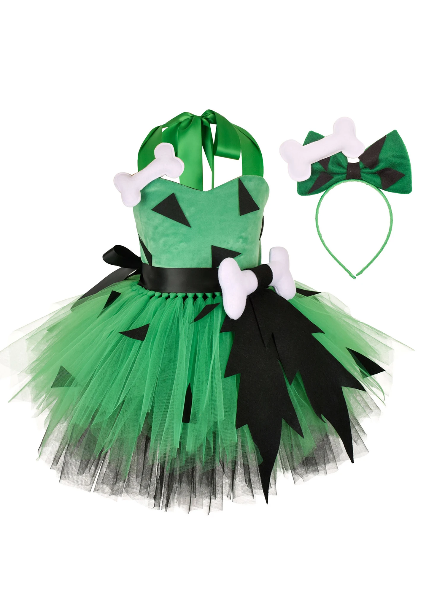 Kids Girl Halloween Cosplay Dress Backless Mesh Tutu Princess Dress Dance Party Costumes with Headband Birthday Gift