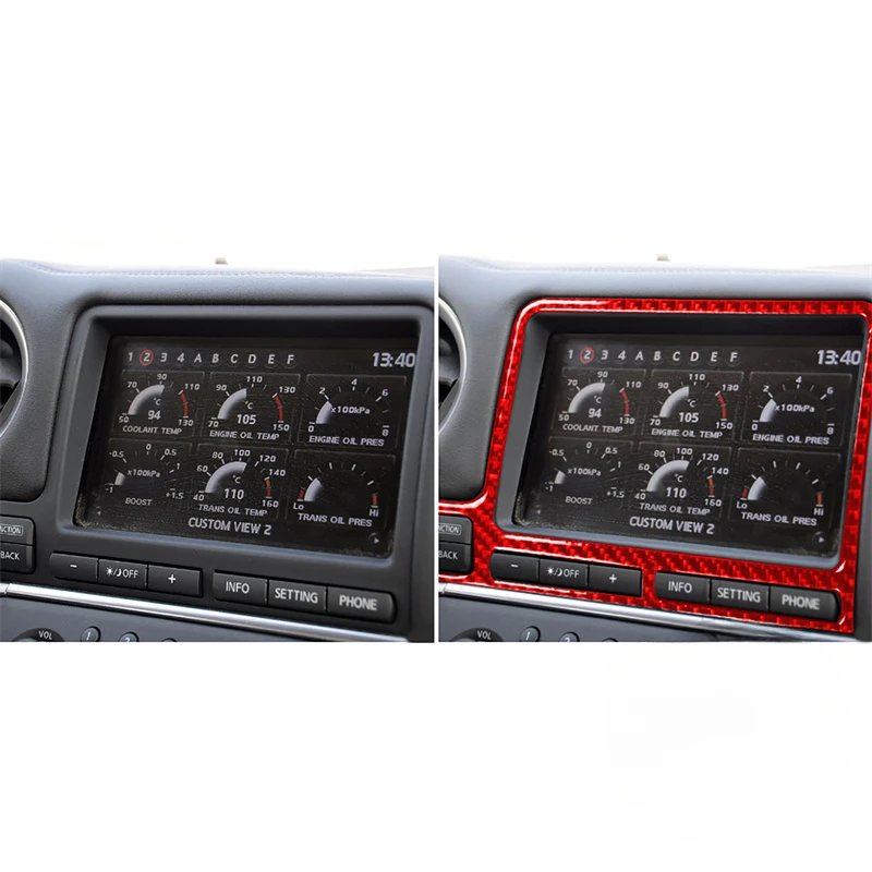 

For Nissan GTR R35 2008 2009 2010-2016 Carbon Fiber Sticker Car Navigation Display Surround Frame Trim Interior Car Accessories