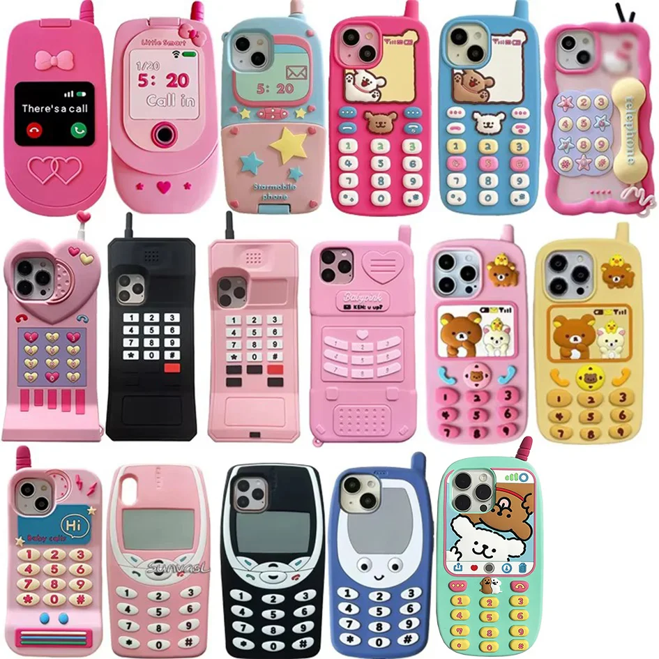 Для iPhone 16 Pro MaxCartoon милый силиконовый защитный чехол для телефона 14 13 12 15 Max INS Pop 3D