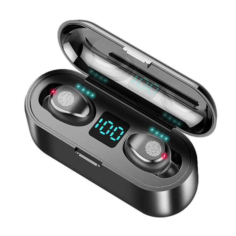 

F9 TWS Wireless Bluetooth 5.0 Earphone Headphone Stereo with Mic Headset Sport Earbuds With Charging Box 2000mAh